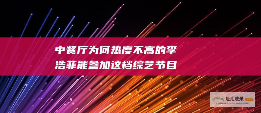 中餐厅 为何热度不高的李浩菲能参加 这档综艺节目